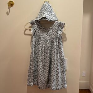 Petit Bateau Ruffled girls Sundress and matching bucket hat set